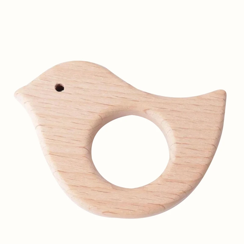 Wooden Elephant Rabbit Heart Love Horse Ring Baby Teether Eco-Friendly Unfinished Baby Grasping Pacifier BPA Free Beech Toy P31B