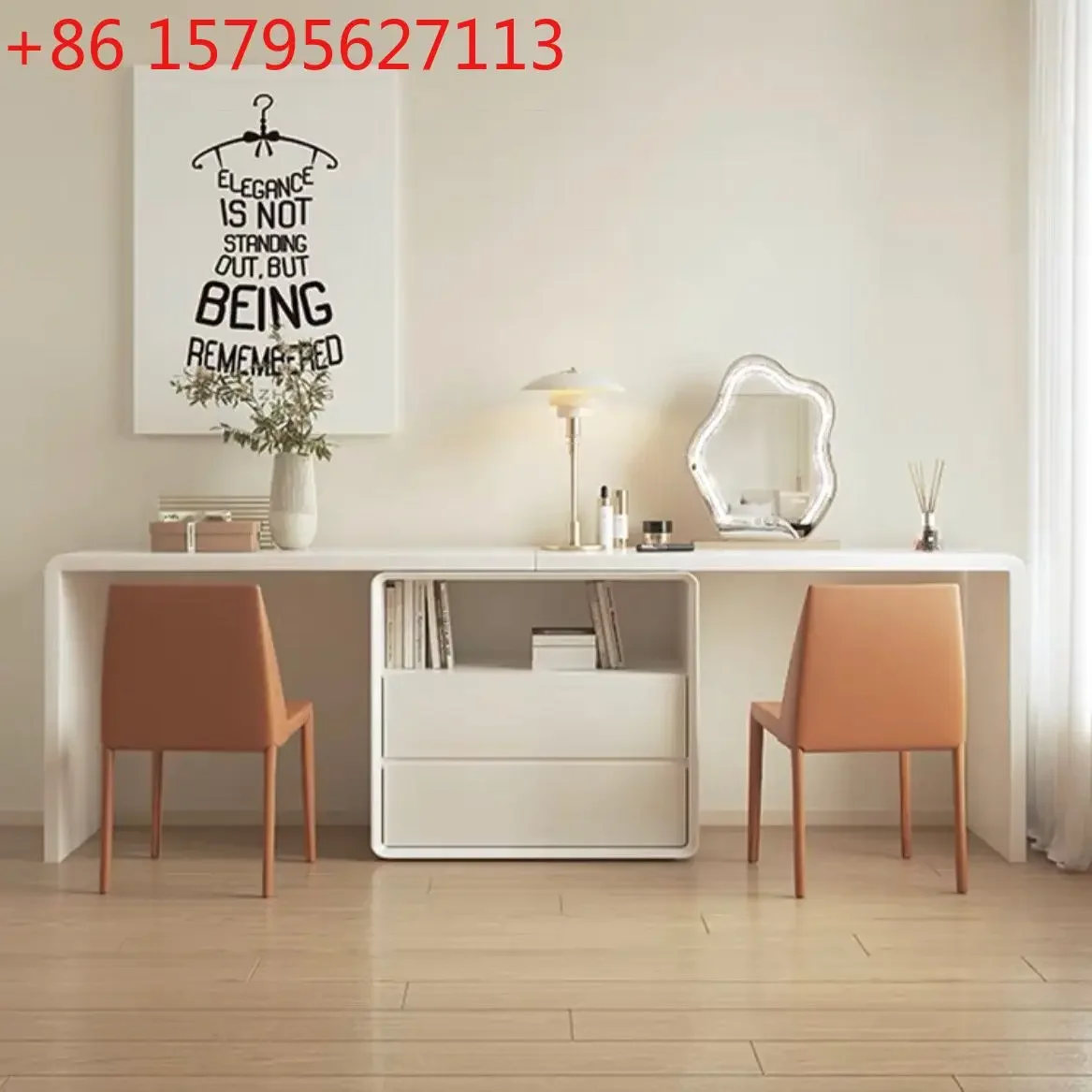 Modern simple solid wood office desk baking paint living room storage makeup table