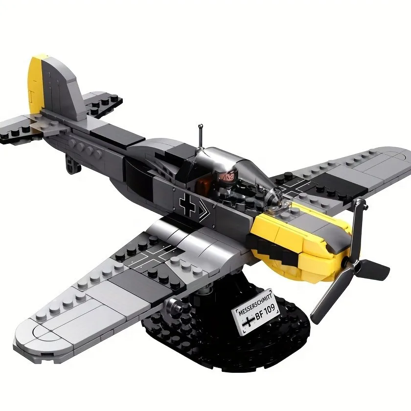 327Pcs Bricks Toys World War II German BF-109 Fighter Model Military Soldier Weapon Gunship Technique Building Blocks Toy Gift