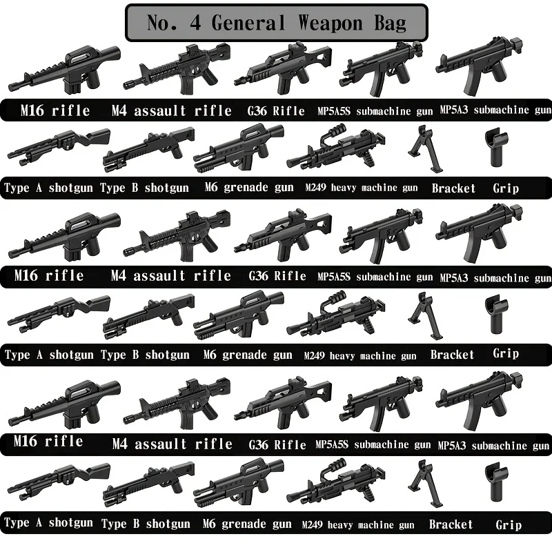 Army Guns Weapon Accessories City Assembly Building Blocks Bricks Part Toys DIY MOC Accessories WW2 Military GunToys Gift