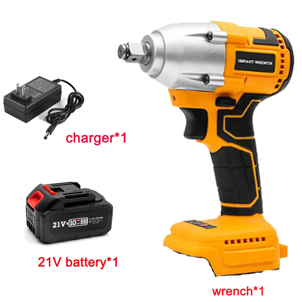 21V High Capacity 2 in 1 Brushless Electric Impact Wrench Power Tools 15000Amh Li Battery LED Light Adapt for Makita Battery