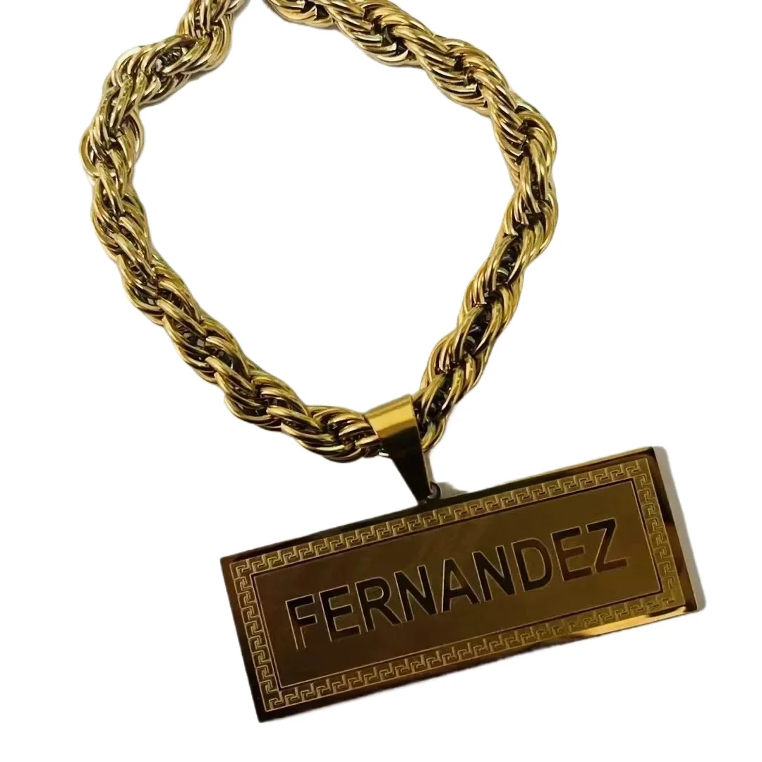 

Ожерелье с именем на заказ в стиле хип-хоп 2026, двойное толстое, с гравировкой букв, на веревочной цепочке, для мужчин, подарок в стиле Рокки, ювелирные изделия