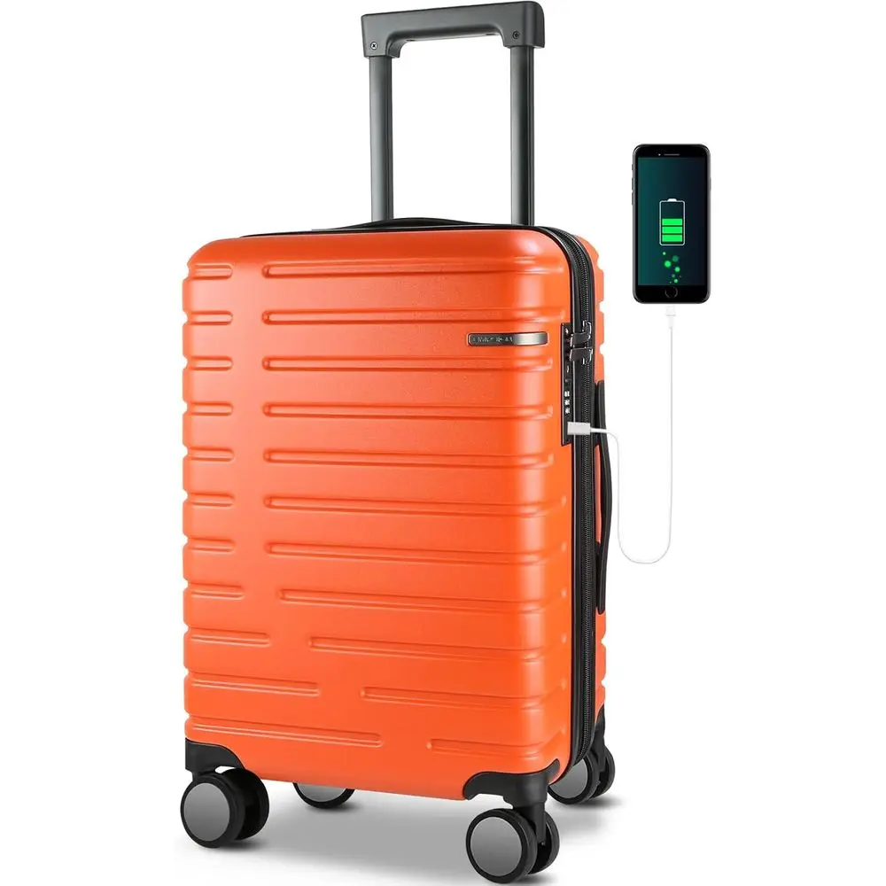 

Expandable Hard Shell Spinner Suitcase 21x14x9, TSA Lock, Airline Approved, Orange 20-Inch Carry-On