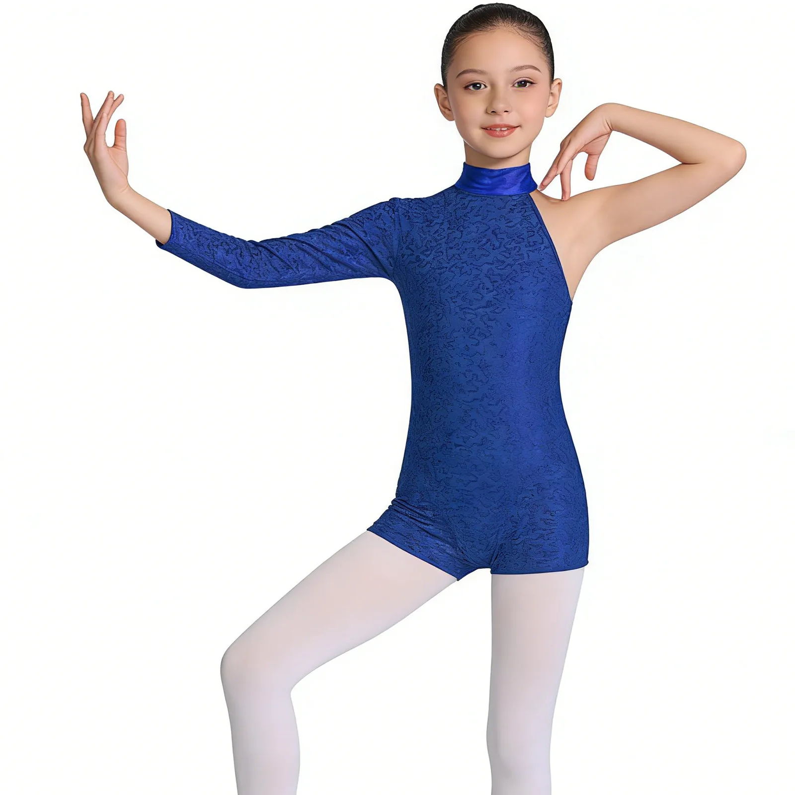 Kids Girls Gymnastics Ballet Jersey Jazz Dance Leotards Performance Costume Shiny Sequins Unitard Jumpsuits Acrobatic Dancewear