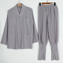 Unisex Summer Cotton Linen Buddhist Suits Zen Lay Clothing Buddha Shaolin Monk Kung Fu Martial Arts Wushu Uniforms