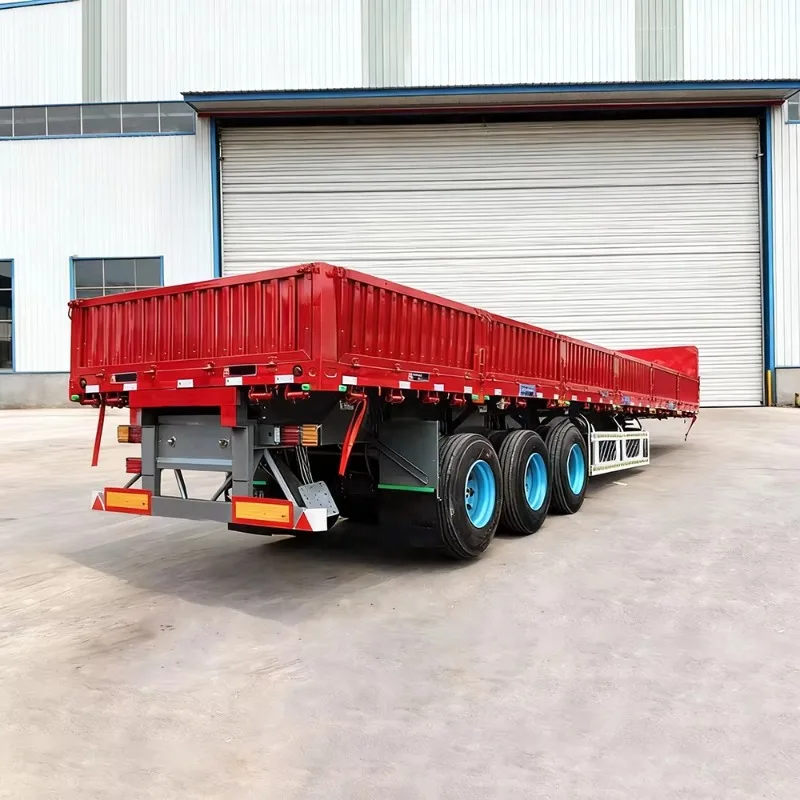 Flatbed Side Wall Semi Trailer Bulk Cargo Truck Steel Customized High Quality 3 Axle Semi-trailer