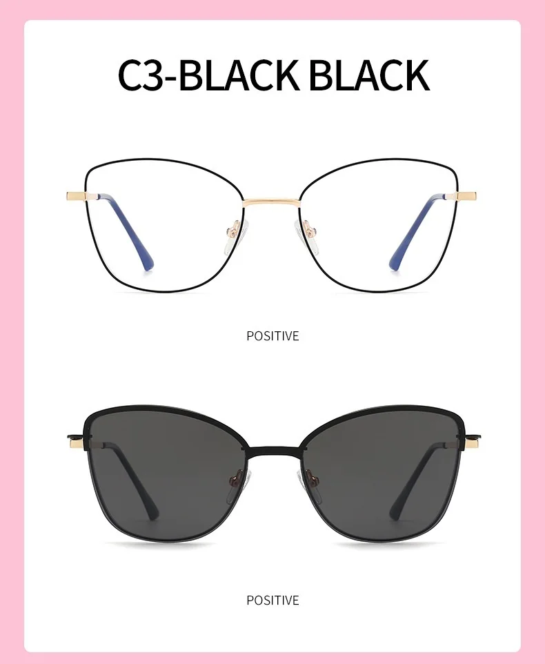 COHK Metall Frauen Cat Eye Sonnenbrille Polarisierte Luxus Marke Design Magnetische Sonnenbrille Clip Auf Optic Brillen Brillen Rahmen – Detail 15