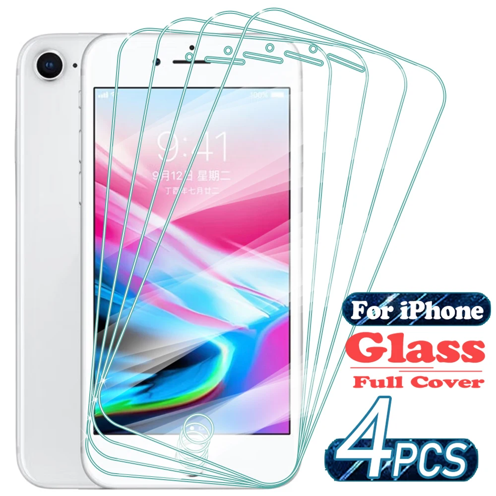 1/4Pcs HD Screen Protector Tempered Glass for IPhone 6 6s Plus Protective Glass for iPhone 7 8 Plus Protective Glass Film