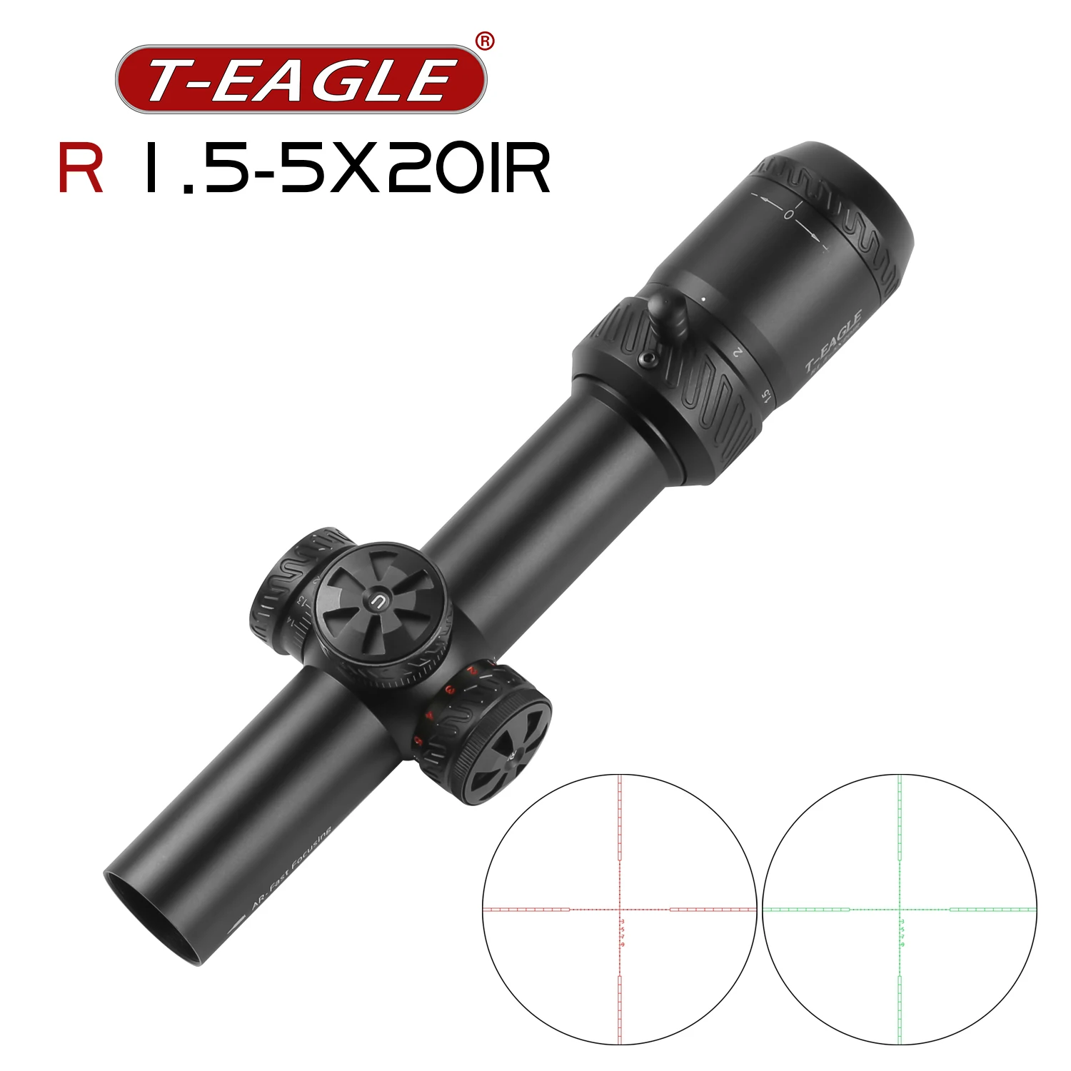 Tactical T-EAGLE R 1.5-5X20IR Riflescope Spotting Scope Red Green Light Cross hair Optics Sight for Rifle Hunting