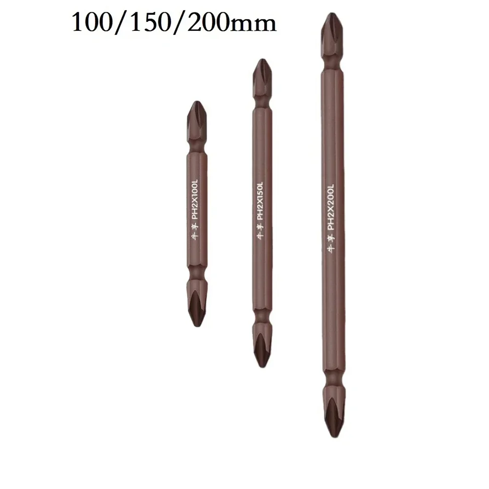 3pcs Screwdriver Bits 100/150/200mm Length PH2 Double Heads Cross Screwdriver Bits Magnetic Hand Tools Replacement Accessories