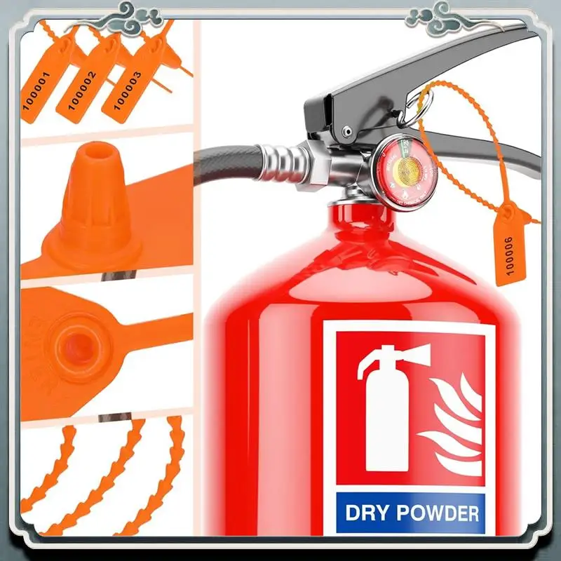

Durable 1000 Pcs Plastic Tamper Seals Fire Extinguisher Tags Security Tags Seals Safety Numbered Zip Ties Labels Orange Easy To