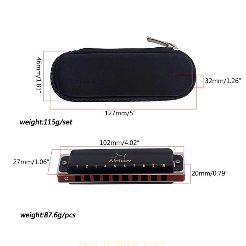 U1JC Blues Harmonica Key-of-C, 10 Holes 20 Tones Harmonica Professional Mouth Organ view 6