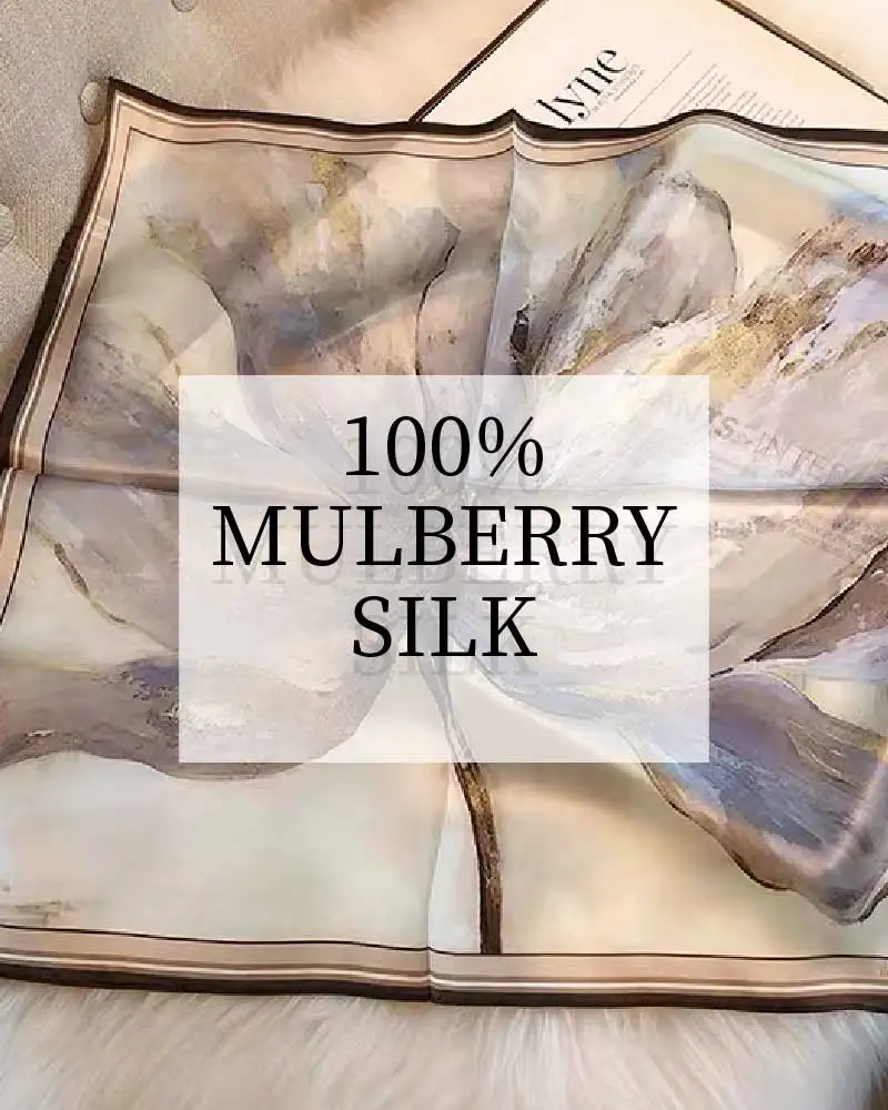 

100% Mulberry Silk Scarf Women's Satin Multifunctional Square Scarf 53X53cm - Headband Hair Ribbon Neckerchief Bandana