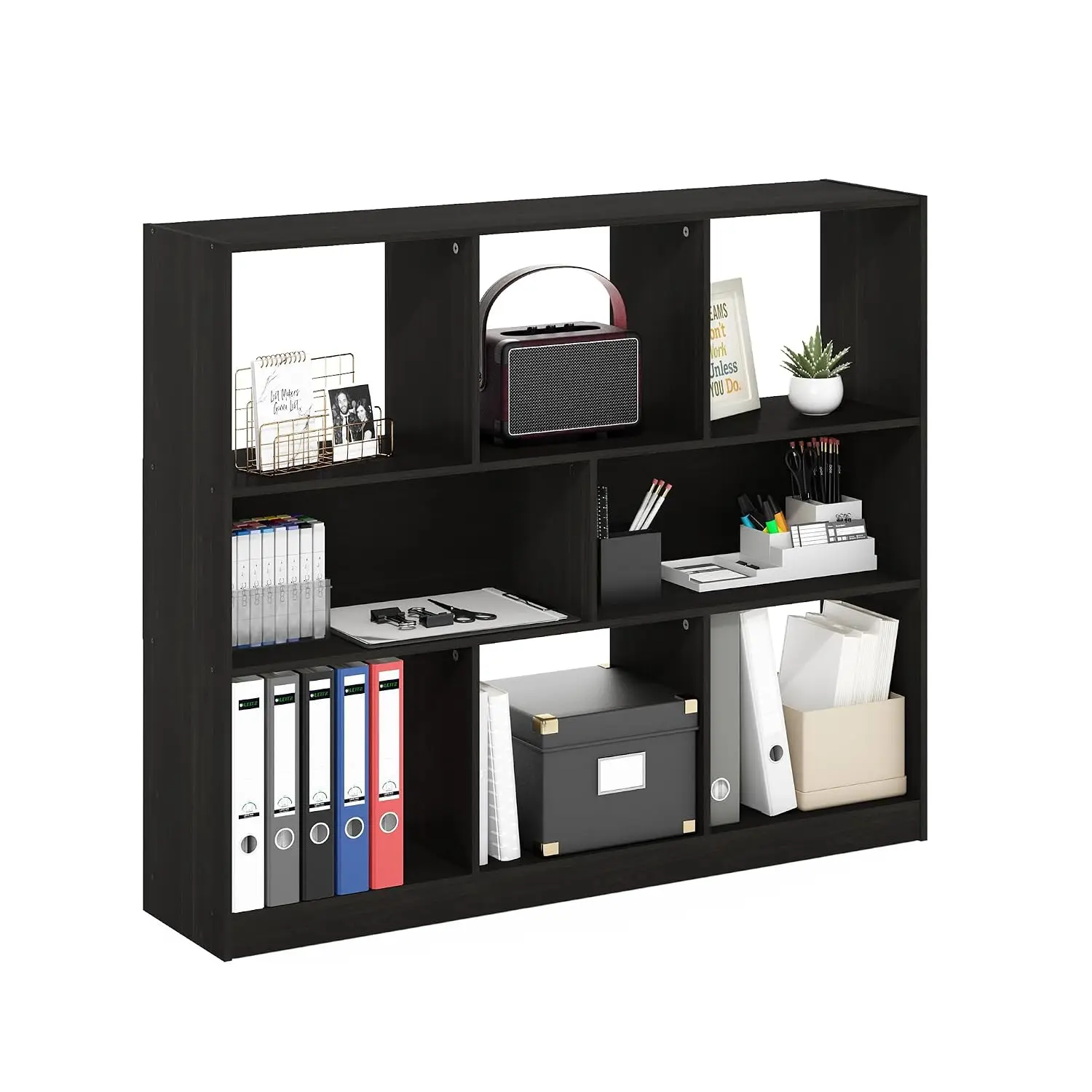 8-Cube Storage Organizer Bookshelf, Horizontal Bookcase, 10.9x47.2x39.4, Living Room Bedroom Home Office, Espresso, Customized