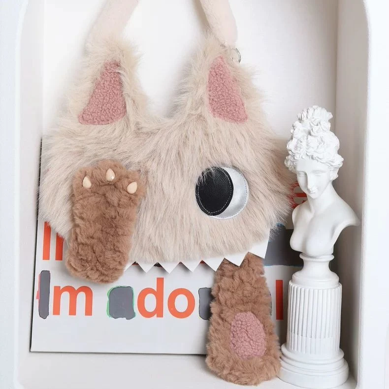 

Cute Japanese Style Cartoon Cat Plush Large Capacity Storage Bag Handbag Crossbody Bags Kawaii Shoulder Bag Women's Bags