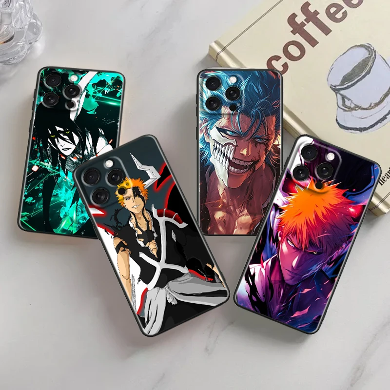 

Anime B-Bleach Cool Art For Apple iPhone 16 15 14 13 12 11 XS XR X Pro Max Plus Mini Black Back Phone Case