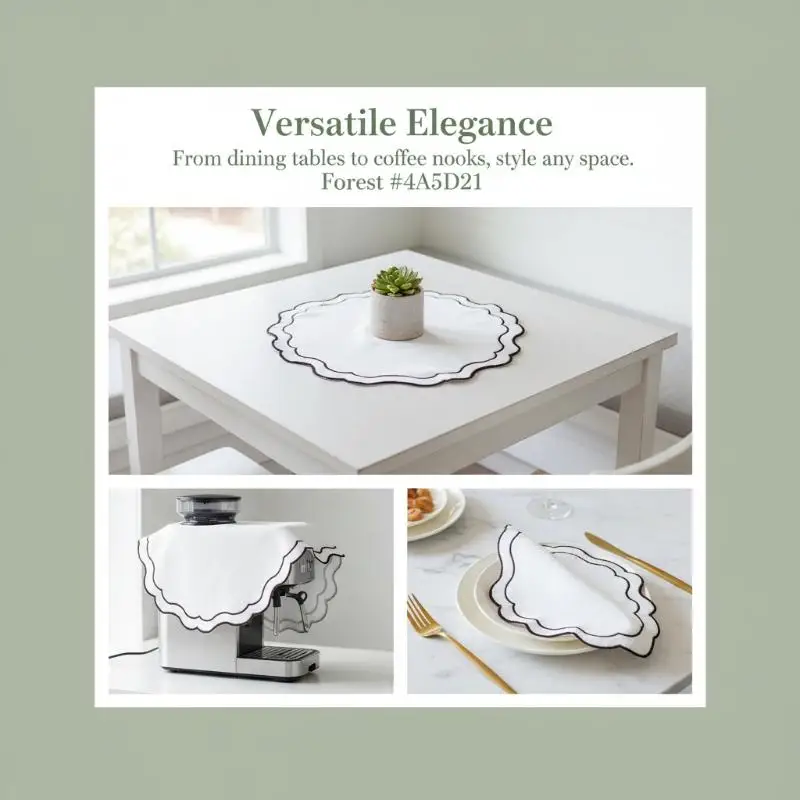 Embroidered Table Mat Flower Placemat Cotton Polyester Blend Cover Dustproof Cloth for Office Home Wedding Accessories