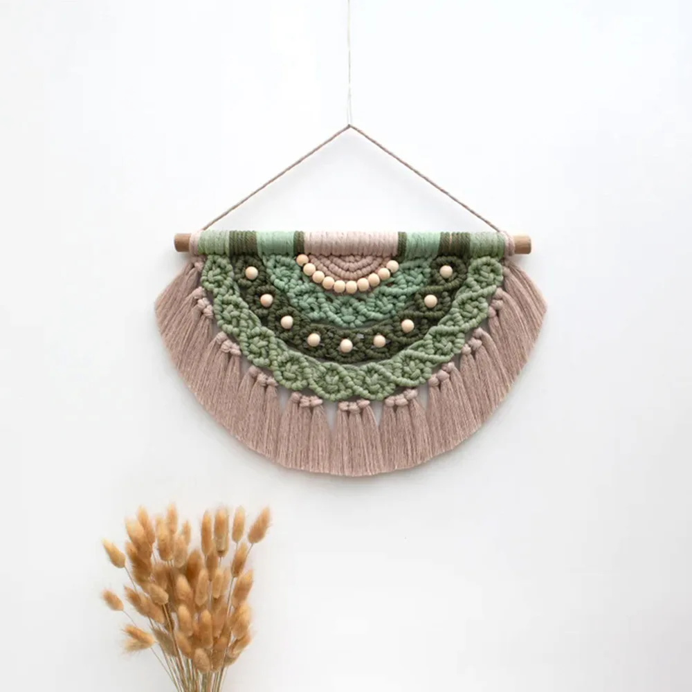 

Украшение дома в богемном стиле, хлопковая веревка, гобелен ручной работы с кисточкой, настенный кулон для комнаты