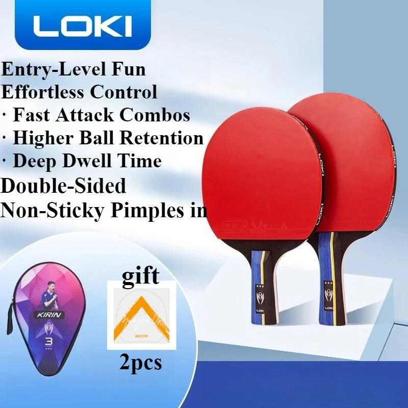 

Ракетка для настольного тенниса LOKI Kirin K3, двухсторонние прыщи, 5-слойная петля из чистого дерева и технология привода для начинающих, одобрено ITTF