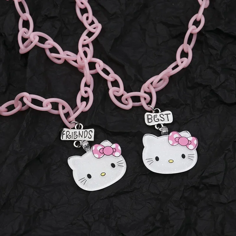 Kawaii cadena rosa dibujos animados KT gato lindo collar disfraces Cos Lolita Thunderbolt Spiry Girls Ins mujeres accesorios que rebotan de moda