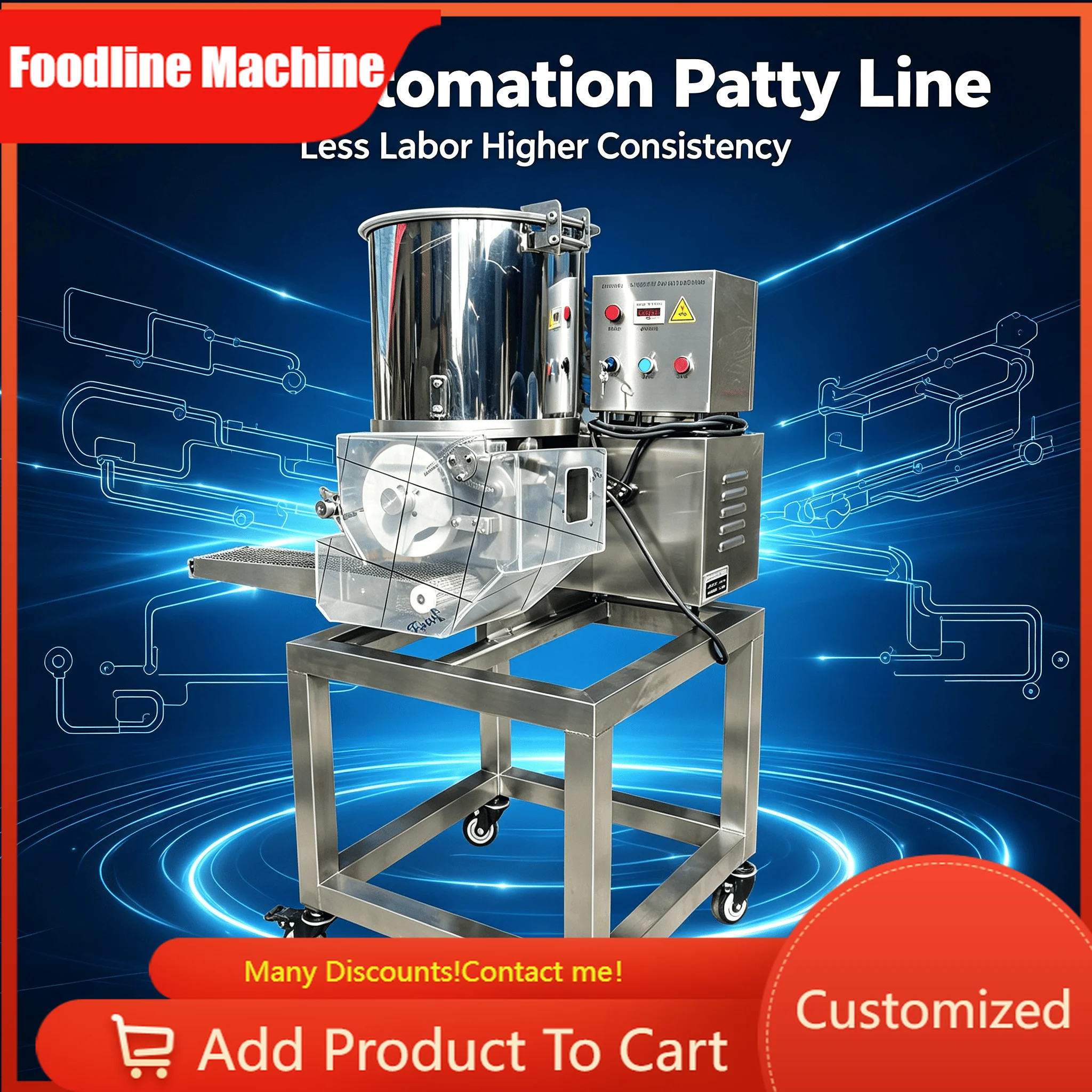 Meat Burger Patty Making Machine Continuous Forming Device for Pork Lamb Vegetable Mixed Patty Manufacturing Customized