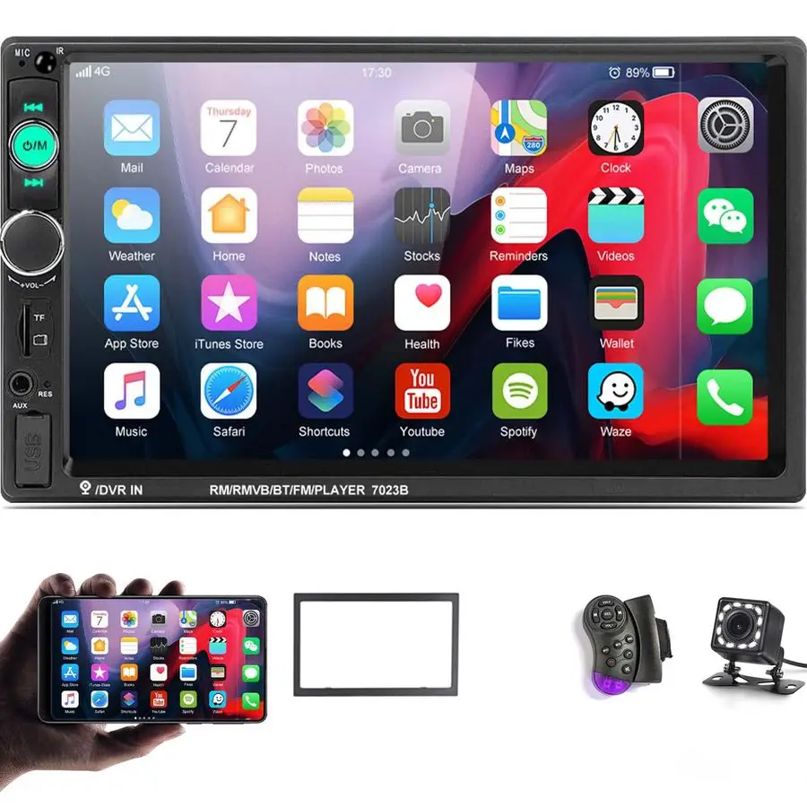 

Автомобильная стереосистема с двойным DIN, 7-дюймовый сенсорный экран, автомобильное аудио радио с Bluetooth, громкая связь, резервная камера, FM-радиоприемник C