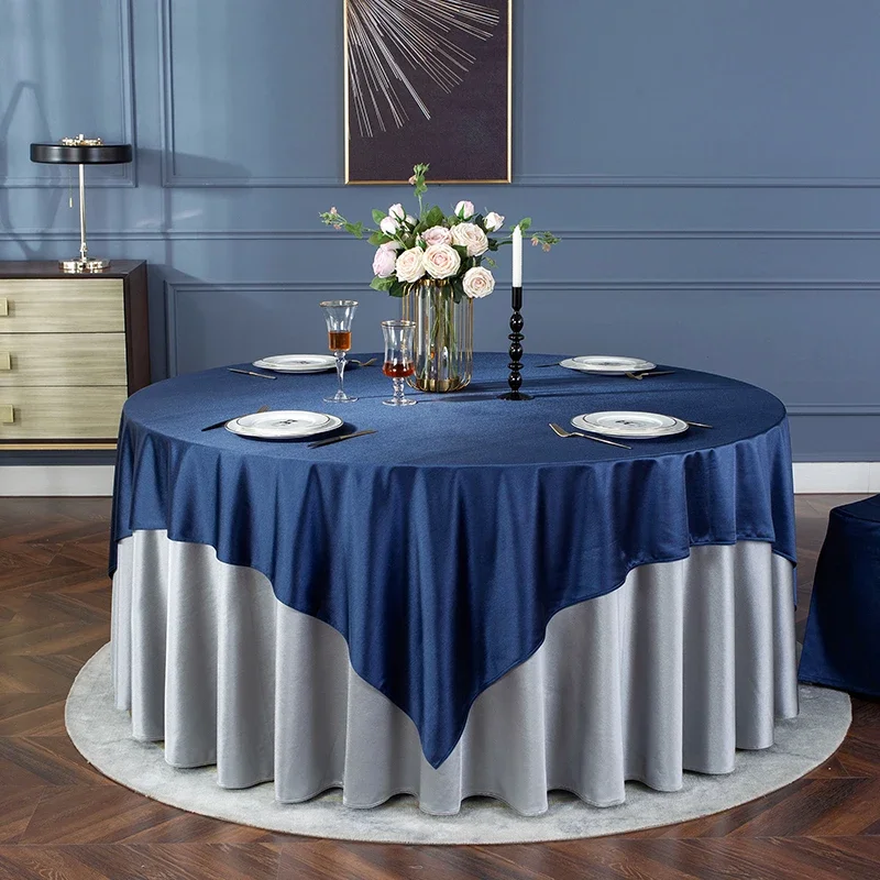 Round Table Set 4/6FT High Quality Hotel Banquet Wedding Home Two Piece Set Satin Tablecloth