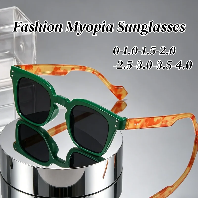 

Fashionable Gray Lenses Myopia Glasses for Men Men Trendy Stylish Outdoor Sunglasses Eyewear Casual Retro Near Sight Eyeglasses