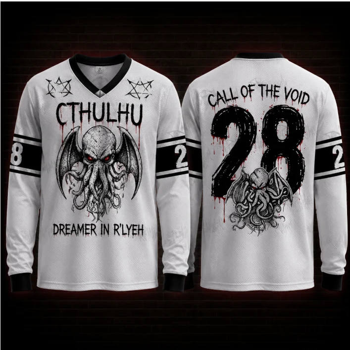Dark Cthulhu T-shirt V-neck short sleeve gothic street wear hip-hop sports top for men and women