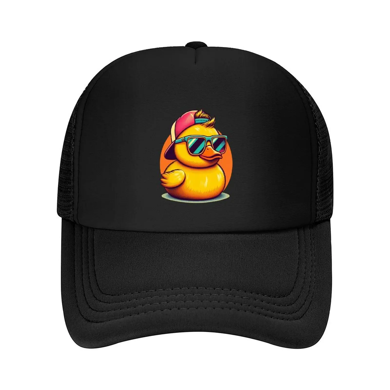 

Cool Retro Yellow Duck in Sunglasses 70s 80s 90s Funny Duck Meme Baseball Cap Luxury Hat Kids Hat Golf fun hats Golf Women Men's