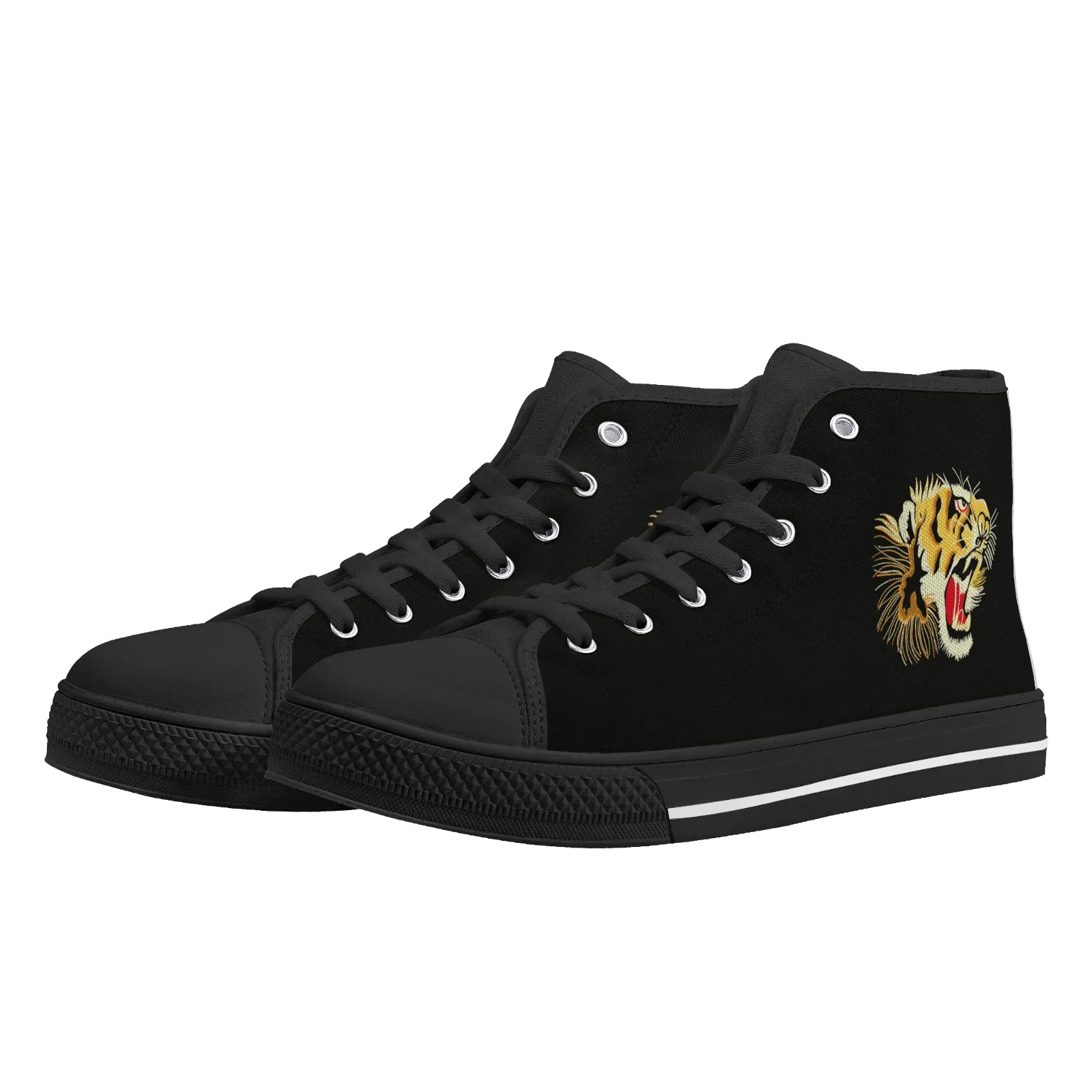 Tiger Graphic Men's Classic High Top Canvas Shoes Women Vulcanized Shoes Teenage Flats Walking Sneakers High Quality Footwears view 3