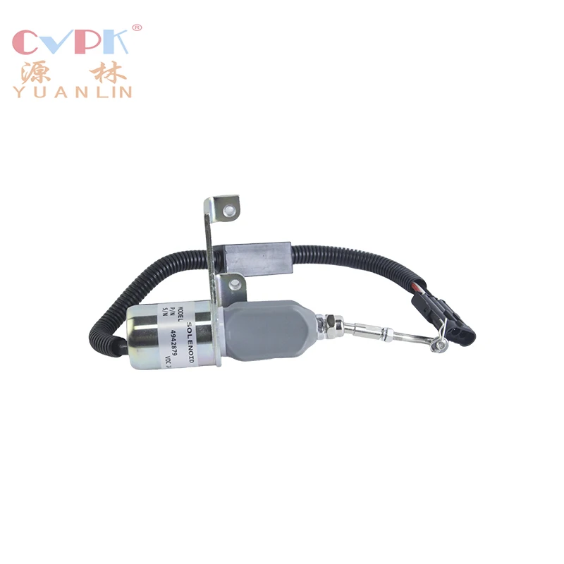 5.9L 6BT Fuel Shutoff Solenoid 4942879 24V Pull Type for Cummins Engine Excavator Generator Stop Solenoid
