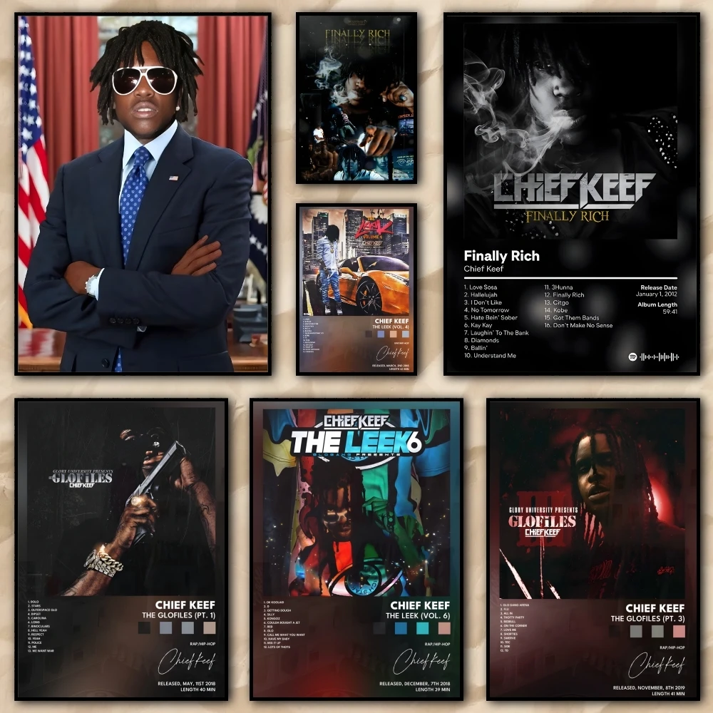 Hip Hop Rap C-Chief KeefS Music Painting Calligraphy pictures Room Home bedroom interior wall decoration Canvas Poster art mural