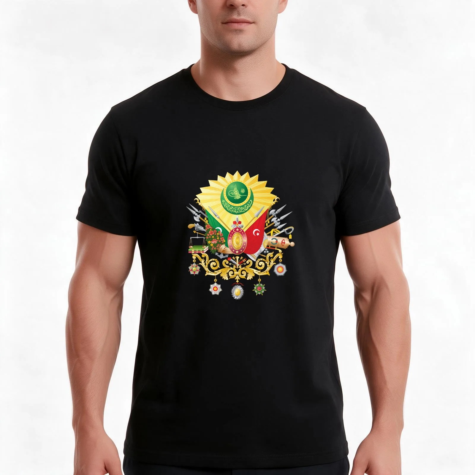 Coat of arms of the Ottoman Empire T-Shirt, Summer Casual Cotton Tee, Oversized Streetwear Tops, Vintage Graphic Print