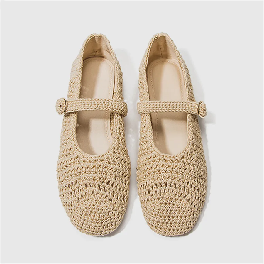 Fashion Knitted Women Ballet Flats Dance Shoes Ladies Mary Janes Espadrilles Hollow Out Comfortable Flat Shoes Woman Loafers