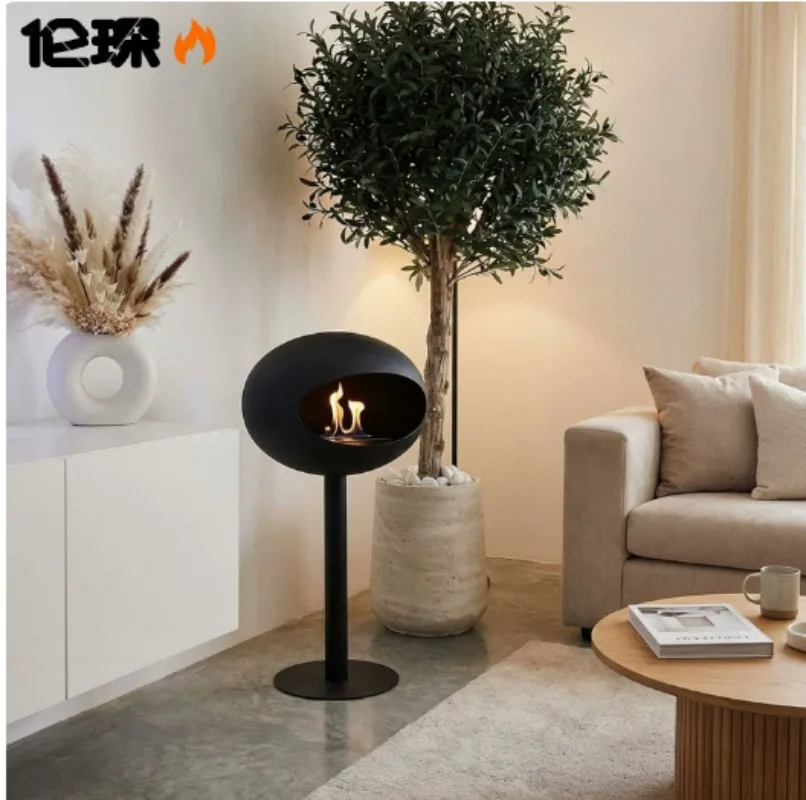 Standing tall fireplace decoration, heater interior