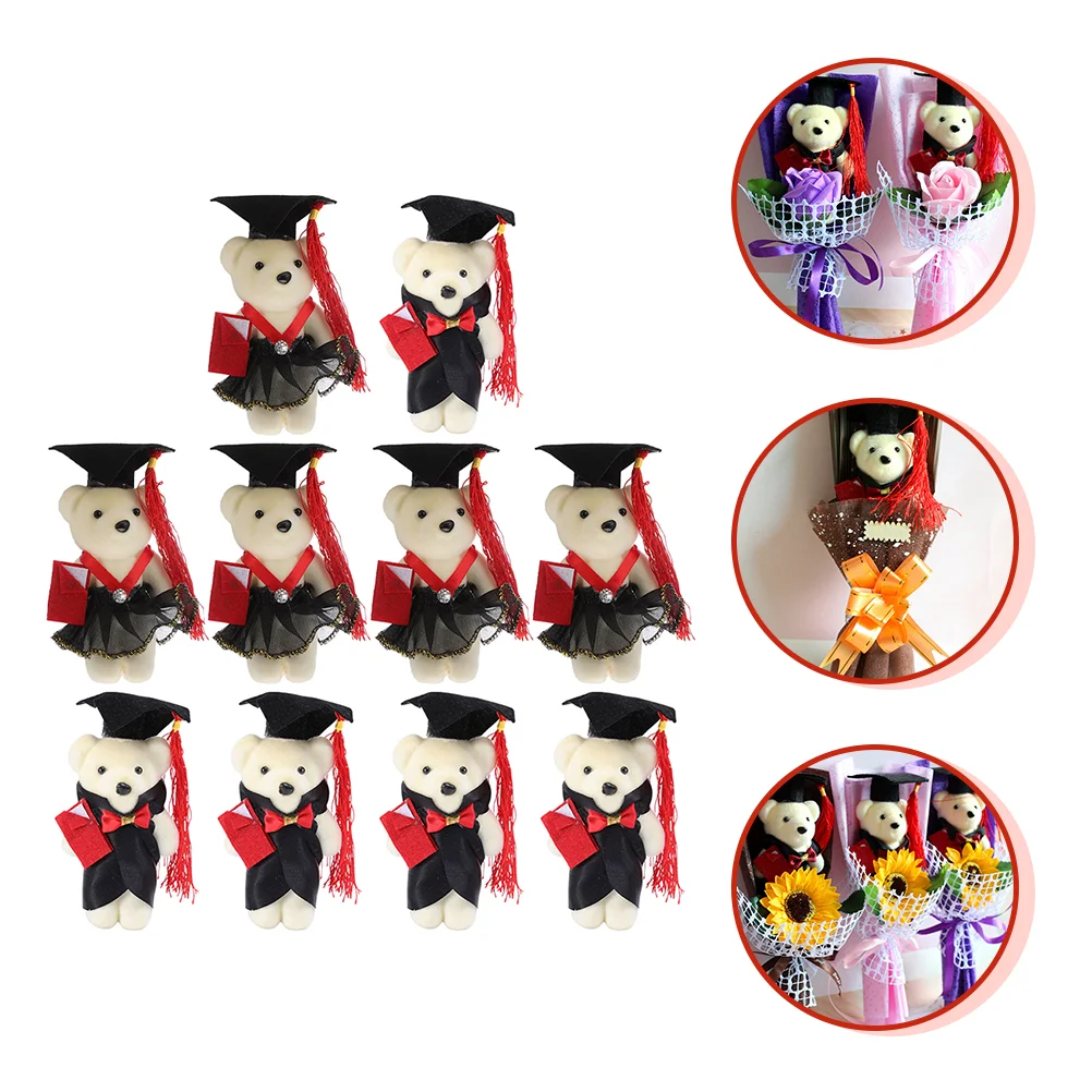 10 Pcs Gift Dr Bear Mini Graduation Ornament Standing Adorable Graduate Miniature