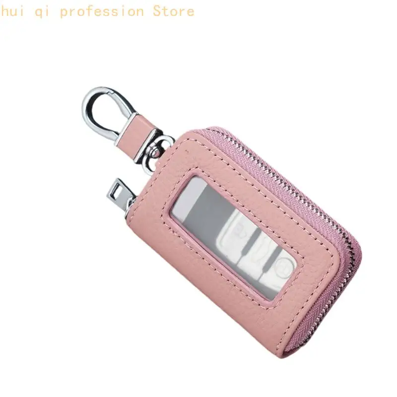 Retro-Business-Stil Autoschlüsselhalter PU-Ledertasche mit Schnellzugriffsfenster H8WE – Detail 7