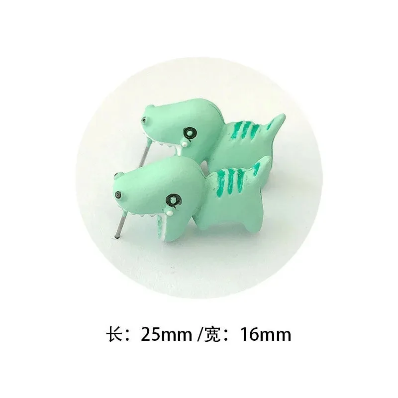 Pendientes de animales de dibujos animados adorables de estilo europeo y americano con motivos de corgi, cachorro blanco, ballena, dinosaurio y tiburón, con s.