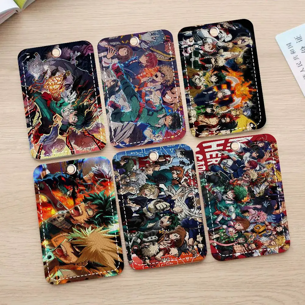 انمي ياباني الكرتون بطلي 1 قطعة حافظة بطاقات الوصول حافظة بطاقات جلدية المفاتيح حلقة رئيسية باب الوصول العلامات حافظة بطاقات الهوية المفاتيح