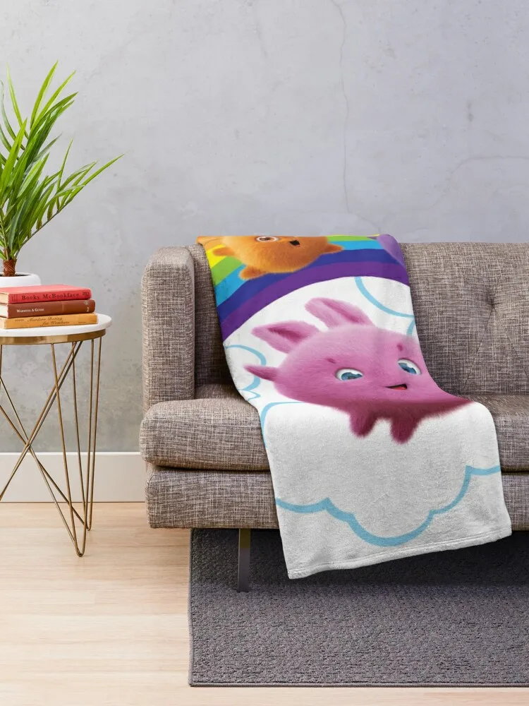 Sunny Bunnies - Rainbow Bunnies Throw Blanket Sofas Furry Blankets Bed covers Blanket Sofa