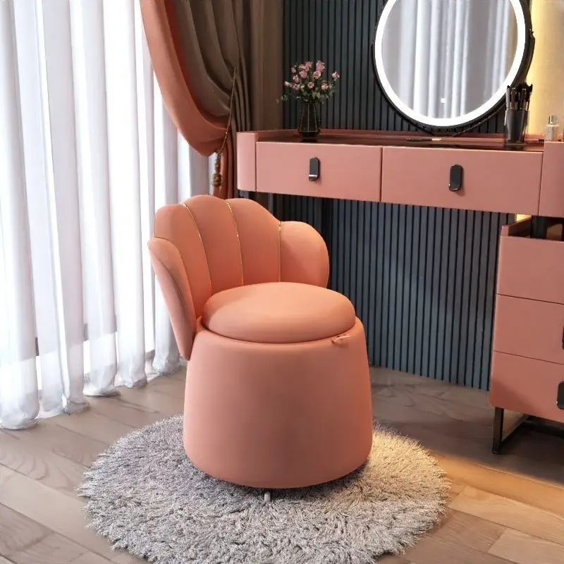 Light luxury makeup stool, girls' bedroom, simple modern high-end flower petal chair, storage backrest, net celebrity