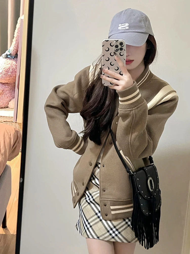 

Женские бейсбольные куртки с номерами, осенние, легкие, дышащие, на кнопках, с бахромой, отложным воротником, из атласа, соблазнительные, оверсайз