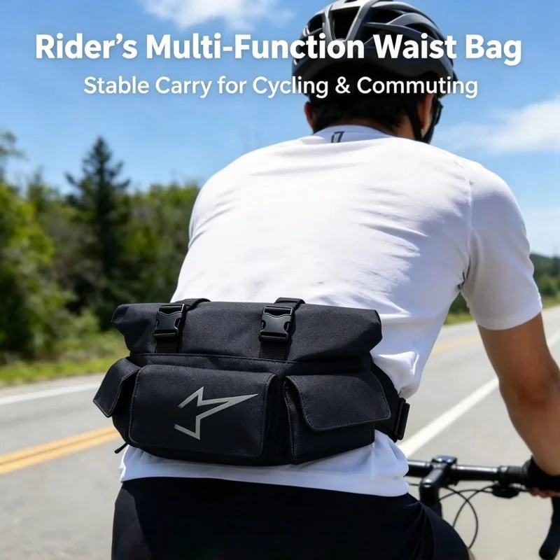 Multi Functional Bicycle Waist Bag Large Capacity Motorcycle Waist Bag, Waterproof Canvas Multi Pocket Outdoor Men's Cycling Bag