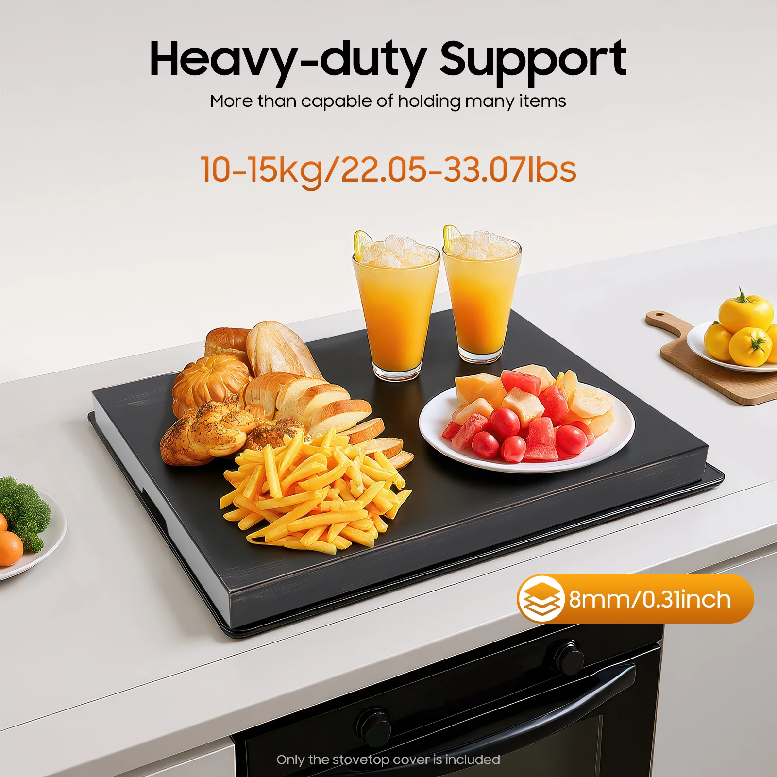 

Крышка для плиты из массива сосны, защита для кухонной столешницы 29,5x22 дюймов и поднос для сервировки, дополнительное пространство для приготовления пищи, вмещает 33 фунта, черное дерево