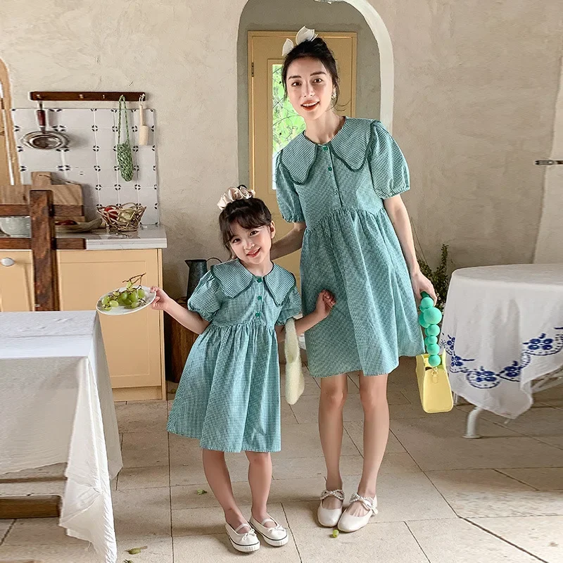 

Mom and Daughter Matching Cute Dress Spanish Baby Girl Summer One Piece Dresses Collar Elegant Women Frock Mother and Me Clothes