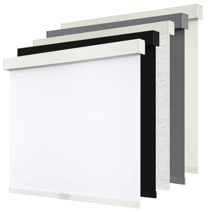

Cordless out Roller Shades Blinds for Windows Free-Stop, Pull Down Room Darkening with Valance, Thermal Insulated Woven Fabric
