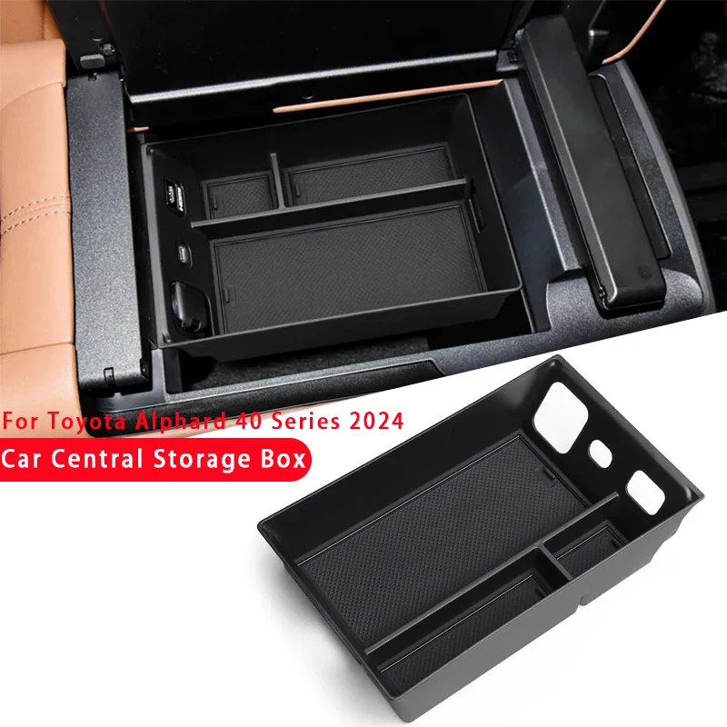 

For Toyota Alphard 40 Series 2024 Car Armrest Storage Box Black Central Storage Box Auto Interior Accessories