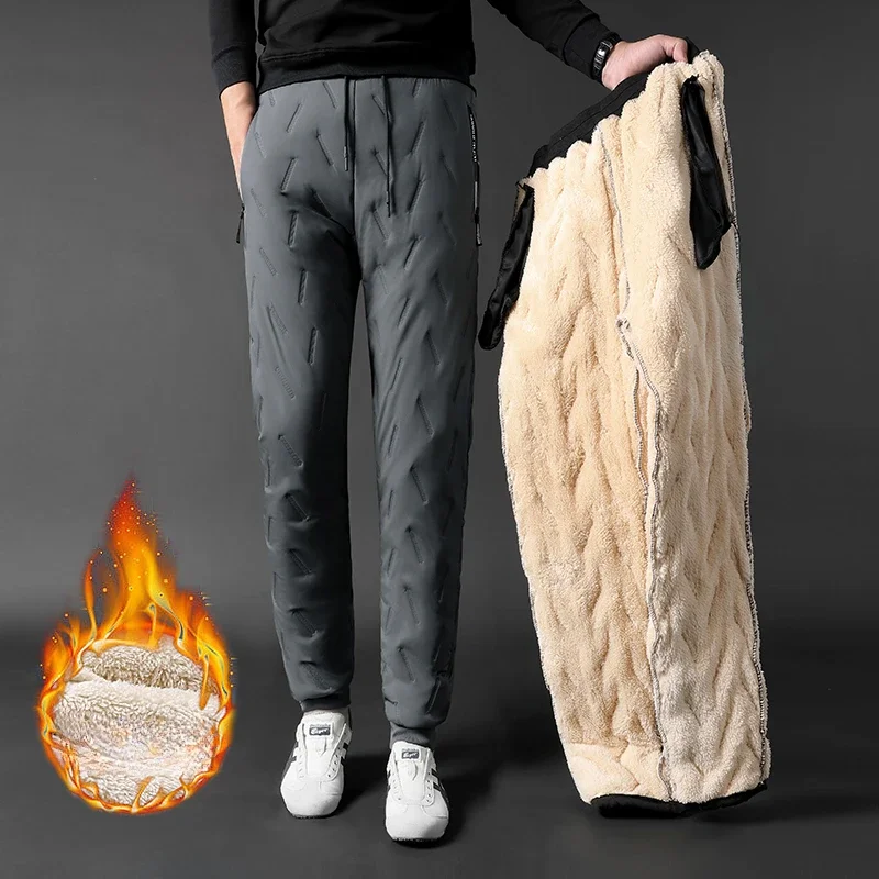 Men's Velvet sports pants 2024 Autumn and Winter New Solid Color Thickened Warm Outdoor Ski Jogger Pants Men Casual Cotton Pants