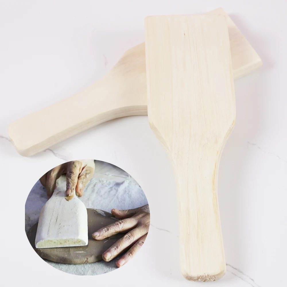 1Pcs Wooden Clay Clapper Board Pottery Arc Grooved Ribbed Wooden Utensils Multifunction Figurine Clay Molding Pottery Tool